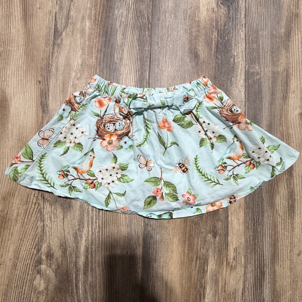 Gymboree Girls 4T Blue Bird Nest Nature Print Skort Cotton Skirt with Shorts